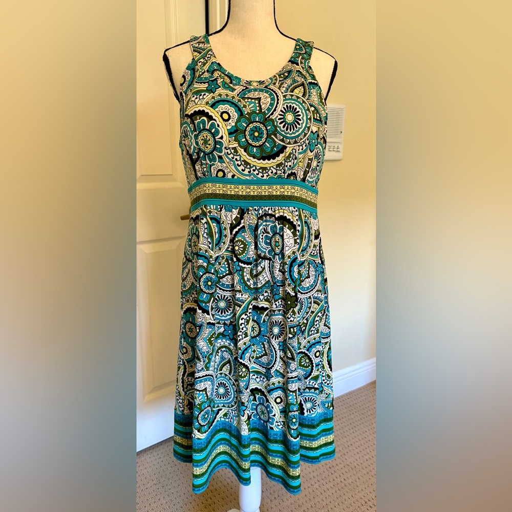 Apt. 9 Blue and Green Paisley Dress, Size PM